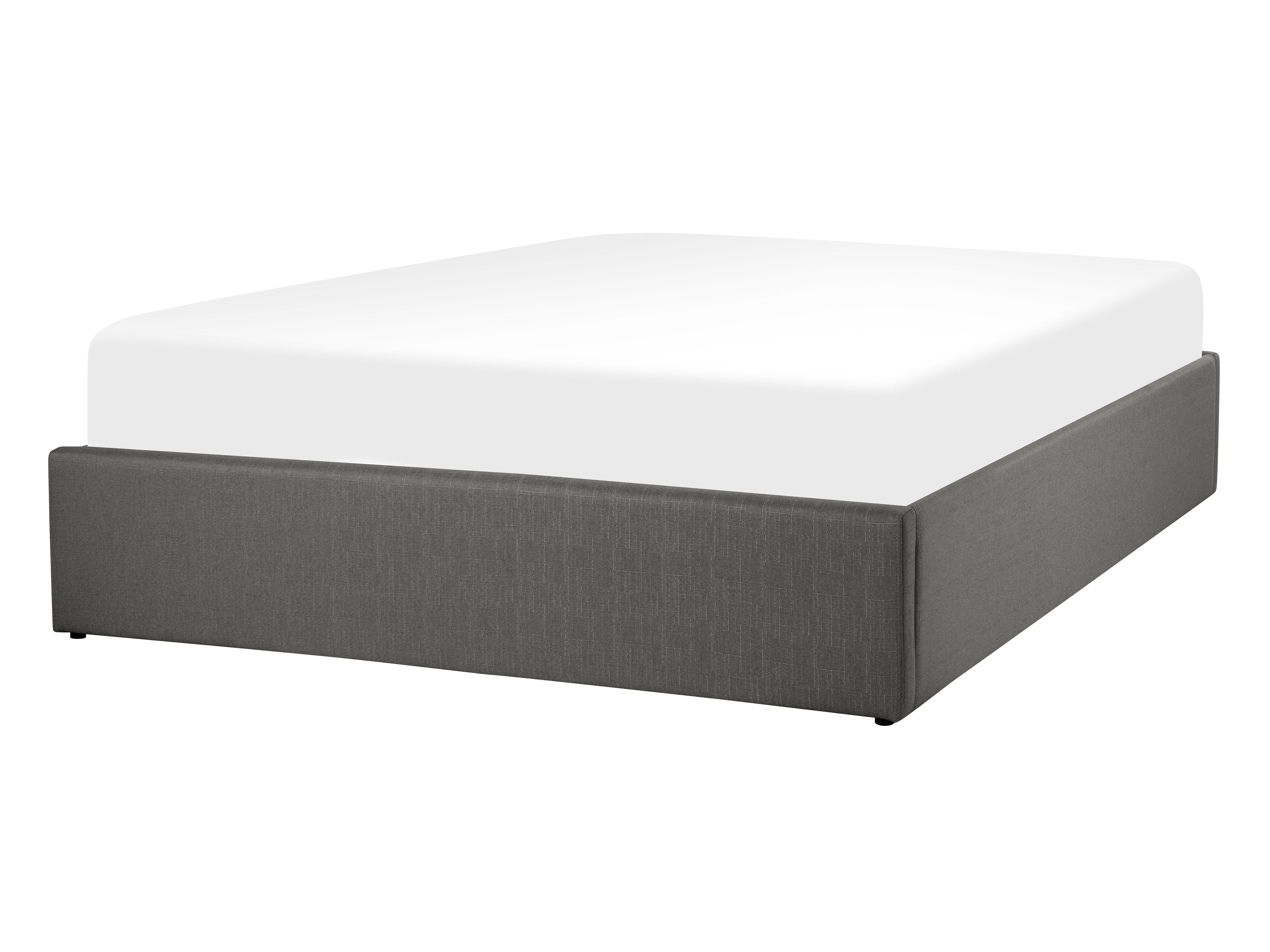 Łóżko z pojemnikiem tapicerowane 140 x 200 cm szare DINAN