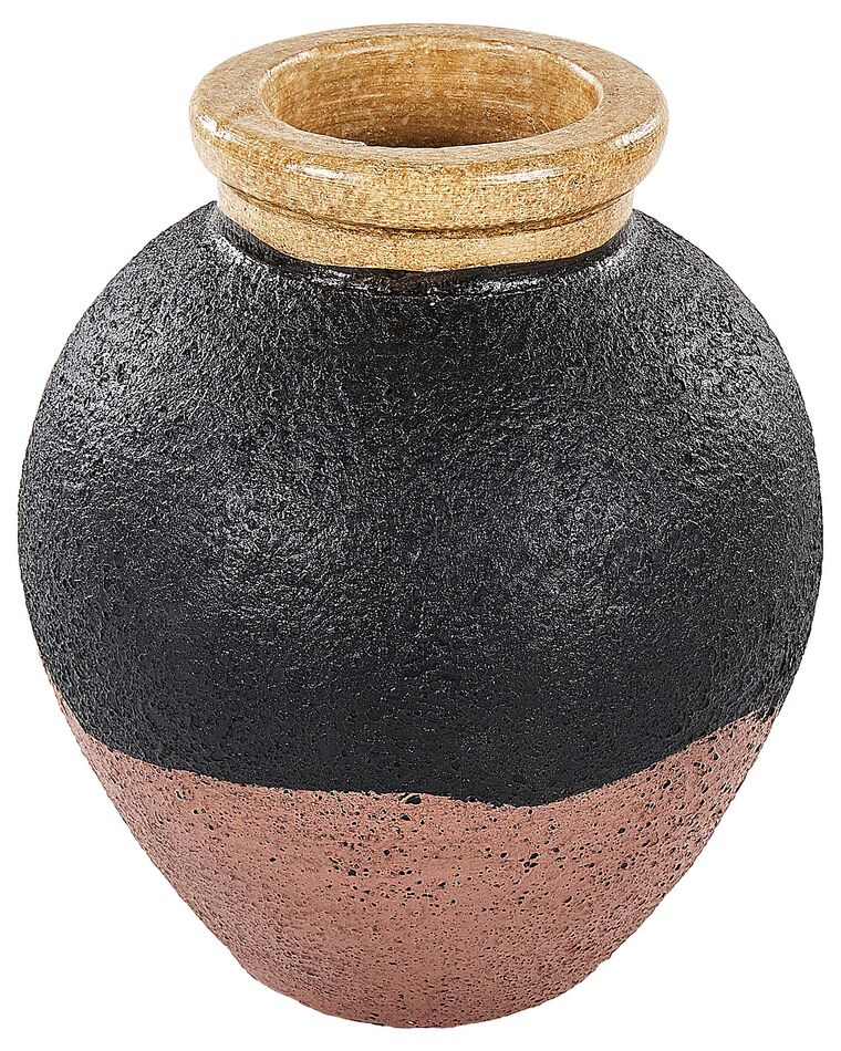 Vase décoratif en terre cuite 31 cm noir et rose DAULIS_850409