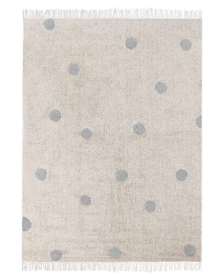 Kinderteppich Baumwolle beige / grau 140 x 200 cm gepunktetes Muster Kurzflor DARDERE_906595
