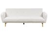 3 Seater Fabric Sofa Bed White Boucle FLORLI_905993