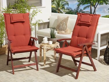 Set of 2 Outdoor Seat/Back Cushions Red TOSCANA/JAVA