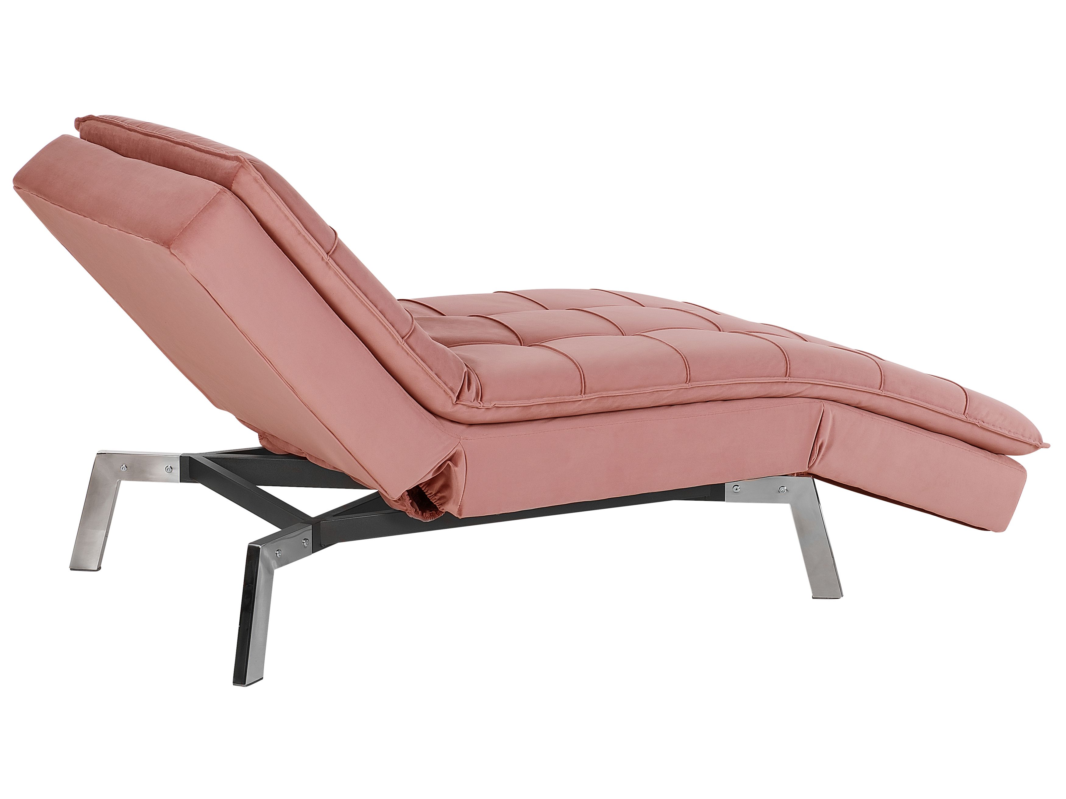 Velvet Chaise Lounge Pink LOIRET Beliani.co.uk