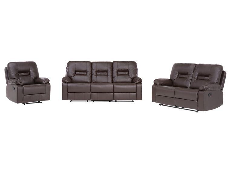 Faux Leather Manual Recliner Living Room Set Brown BERGEN_681639