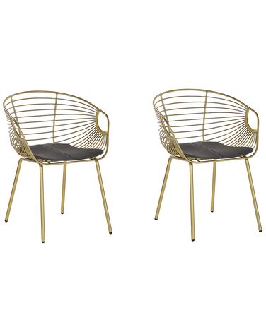 Set of 2 Metal Dining Chairs Gold HOBACK