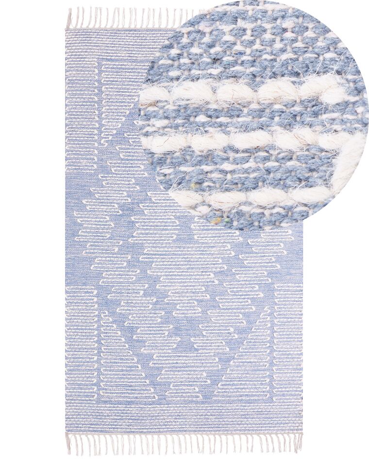 Vloerkleed katoen blauw/wit 80 x 150 cm ANSAR_861014