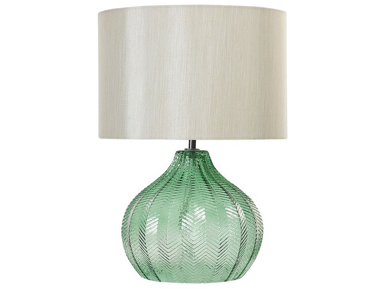 Lámpara de mesa de vidrio verde esmeralda/beige 41 cm KEILA_867376