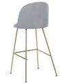 Conjunto de 2 sillas de bar de terciopelo gris claro/dorado ARCOLA_780939