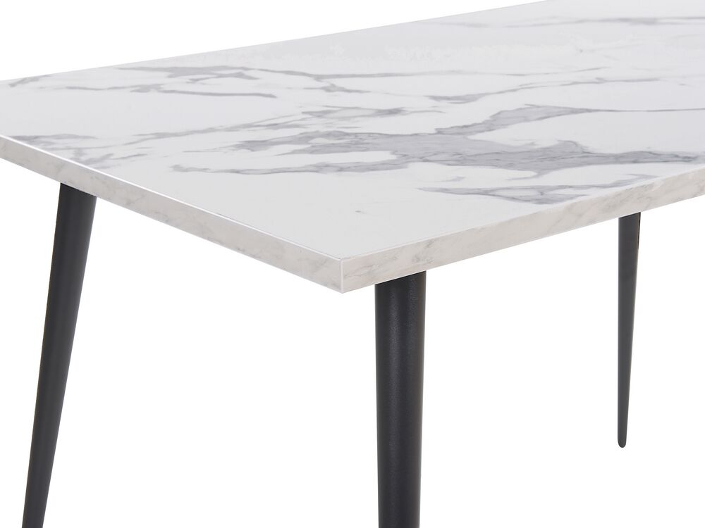 Dining Table 120 x 80 cm White Marble Effect with Black SANTIAGO