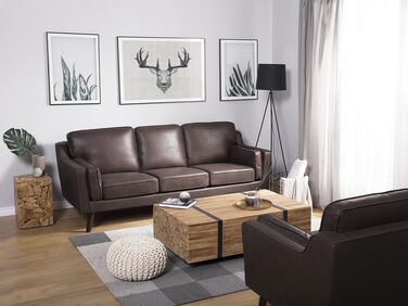 3-seters sofa kunstskinn  brun LOKKA
