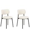 Conjunto de 2 cadeiras de jantar em tecido bouclé branco-creme CASEY_887359