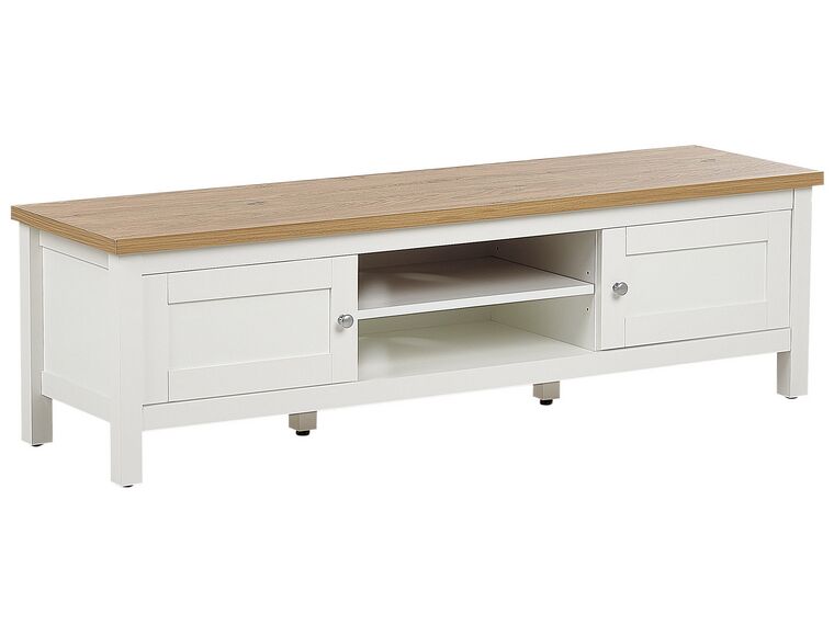 TV Stand White and Light Wood ATOCA_910277