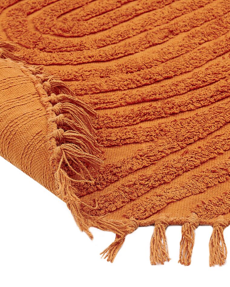 Round Cotton Area Rug ⌀ 140 cm Orange HALFETI | Beliani.co.uk