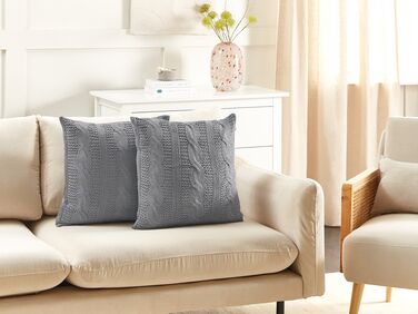 Set of 2 Cotton Cushions 45 x 45 cm Grey CONSTYLIS