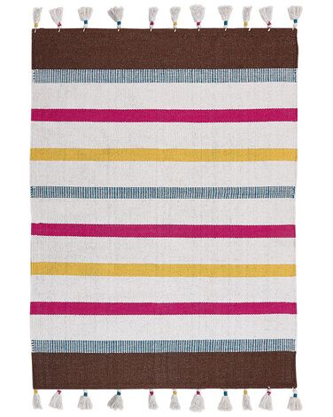 Teppich Baumwolle mehrfarbig 140 x 200 cm gestreiftes Muster Kurzflor HISARLI