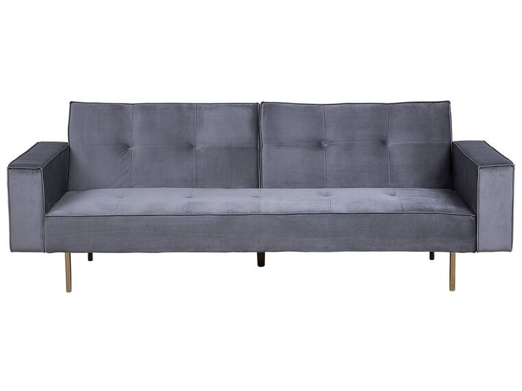 Velvet Sofa Bed Grey VISNES_726284