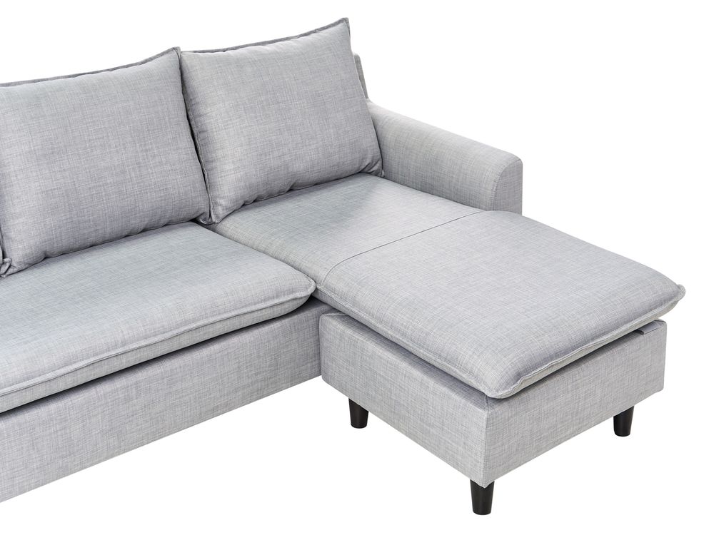 Reversible Fabric Corner Sofa Light Grey ELVENES Beliani.co.uk