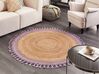Okrúhly jutový koberec ⌀ 140 cm béžová a fialová MARTS_869915