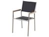 Hatszemélyes szürke gránit étkezőasztal fekete textilén székekkel GROSSETO_462538