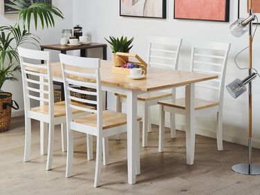 Spisebord uttrekkbart 120/150 x 80 cm lyst tre/hvit HOUSTON