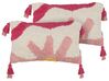 Conjunto de 2 cojines de algodón rosa y blanco con borlas 30 x 50 cm ACTAEA_888119