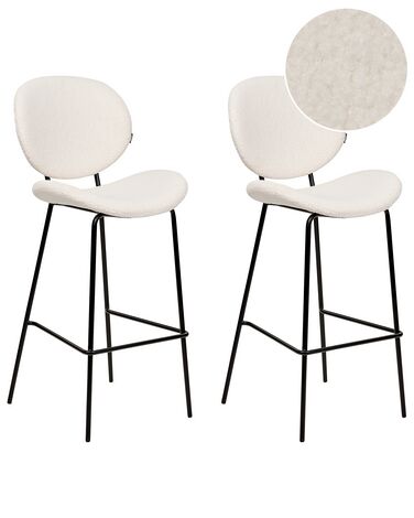 Set of 2 Boucle Bar Chairs White LUANA