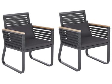 Conjunto de 2 cadeiras de jardim em preto CANETTO