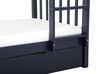 Hochbett Holz mit Bettkasten marineblau 90 x 200 cm REVIN_797209