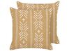 Set of 2 Cotton Cushions Geometric Pattern  45 x 45 cm Beige and White BANYAN_838769