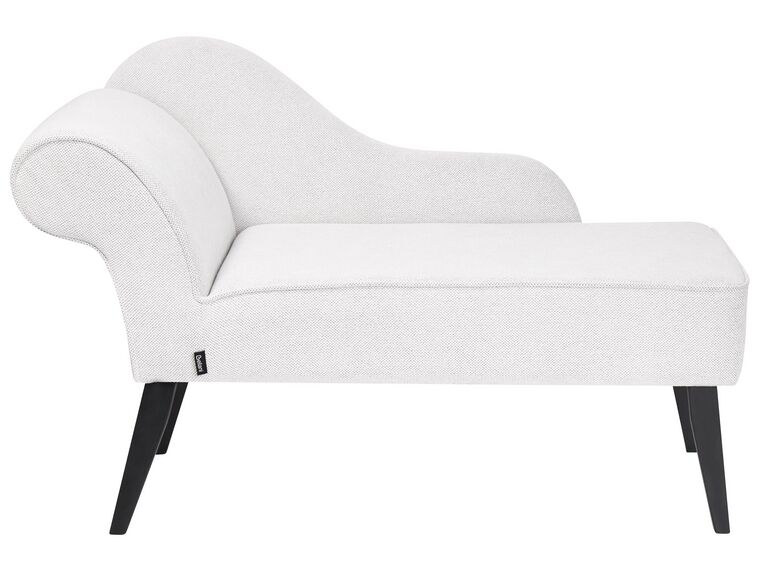 Left Hand Fabric Chaise Lounge White BIARRITZ_898119