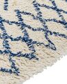 Teppich Baumwolle beige / blau 80 x 150 cm geometrisches Muster Kurzflor ERZINCAN_839257