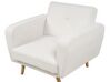 Ensemble canapés et fauteuil en tissu bouclé blanc 6 places avec pouf FLORLI_906099