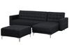 Left Hand Fabric Corner Sofa with Ottoman Graphite Grey ABERDEEN_714832
