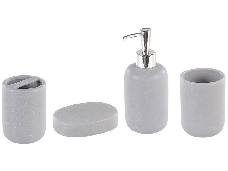 Lot de 4 accessoires de salle de bain en céramique grise RENGO_788453