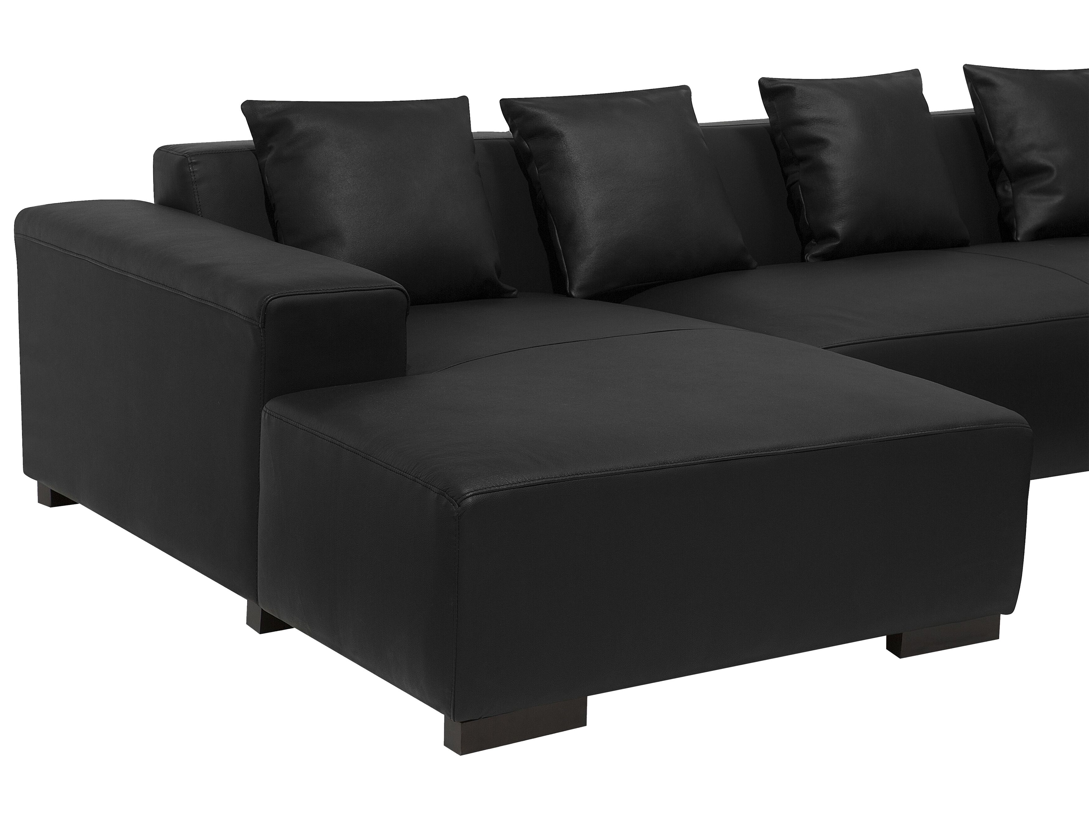 Right Hand Leather Corner Sofa Black LUNGO Beliani.co.uk