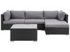 Lounge Set Rattan schwarz 4-Sitzer rechtsseitig modular Auflagen graphitgrau SANO II_833147