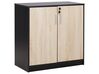Petite armoire à 2 portes bois clair et noir 80 cm ZEHNA_885459
