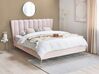 Velvet EU King Size Bed with USB Port Pink MIRIBEL_870539