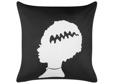 Coussin en velours à motif de femme de Frankenstein noir et blanc 45 x 45 cm MANDEVILLA