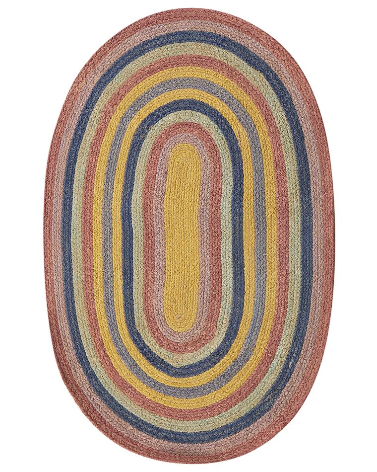 Ovalt jutetæppe flerfarvet 70 x 100 cm PEREWI_906553
