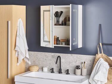 Bathroom Wall Mounted Mirror Cabinet with LED White 60 x 60 cm MAZARREDO
