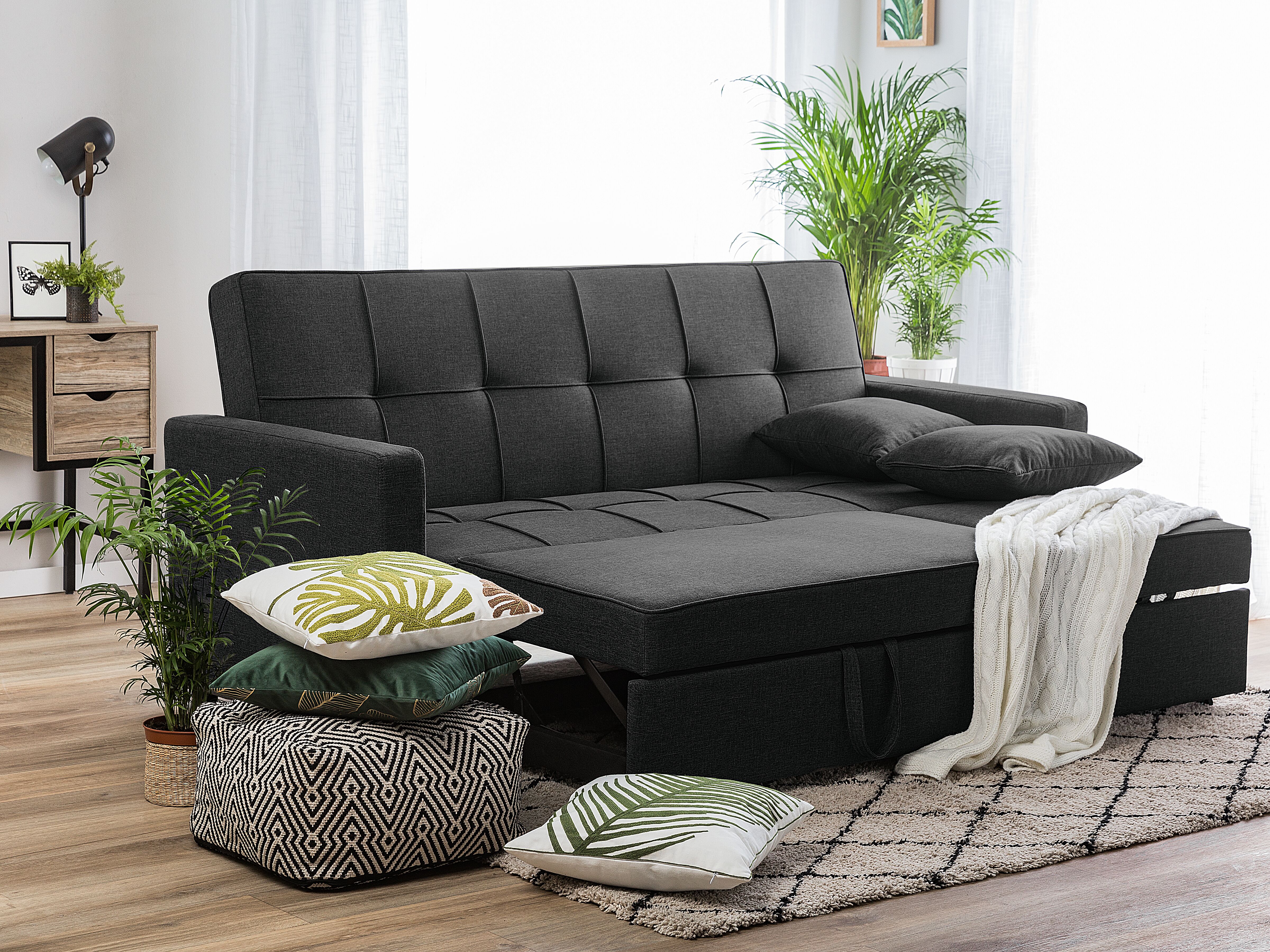 Sofa rozkładana czarna GLOMMA