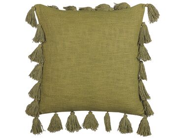 Cotton Cushion with Tassels 45 x 45 cm Green LYNCHIS