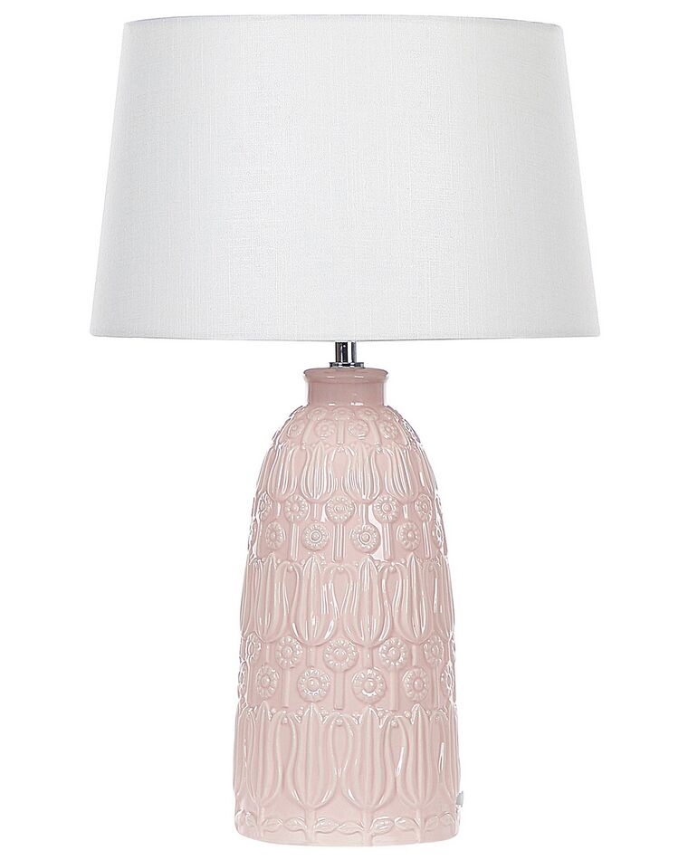  Lampada da tavolo ceramica rosa e bianco 56 cm ZARIMA_822394