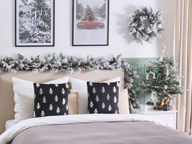 Set of 2 Velvet Cushions Christmas Tree Pattern 45 x 45 cm Black CUPID
