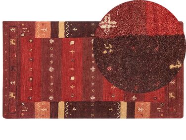 Gabbeh Teppich Wolle rot 80 x 150 cm Hochflor SINANLI