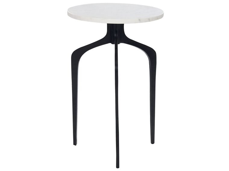 Odkládací stolek s mramorovou deskou bílý/černý TIHOI_853892