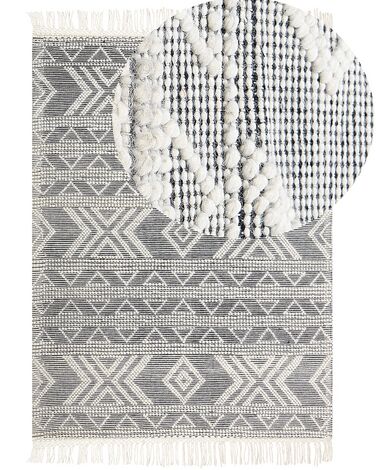 Teppich Wolle weiß / schwarz 160 x 230 cm geometrisches Muster PAZAR