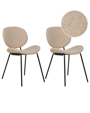 Set of 2 Boucle Dining Chairs Taupe LUANA