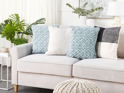 Koristetyyny puuvilla sininen makramee 45 x 40 cm GOREME