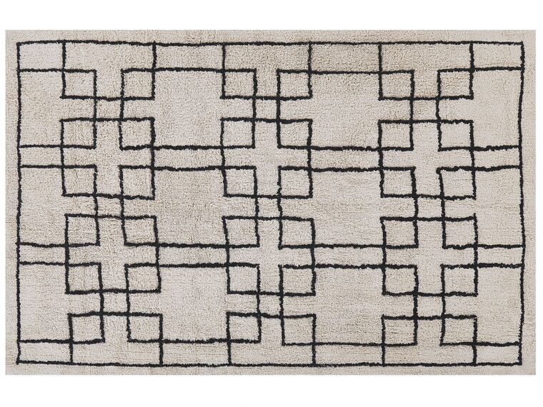 Teppich Baumwolle beige 160 x 230 cm geometrisches Muster Kurzflor TURHAL_817605